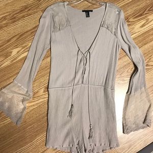 Forever 21 Taupe Lace-Accent Jumpsuit